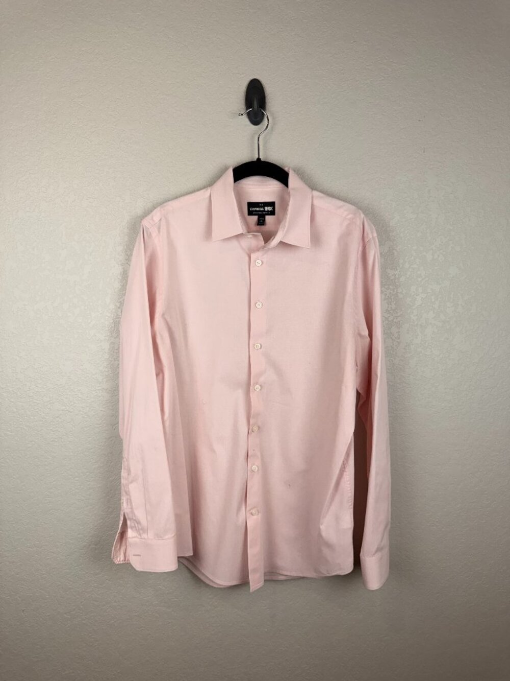 Express 1MX Slim Pink Stretch Cotton Long Sleeve Dress Shirt Men’s S